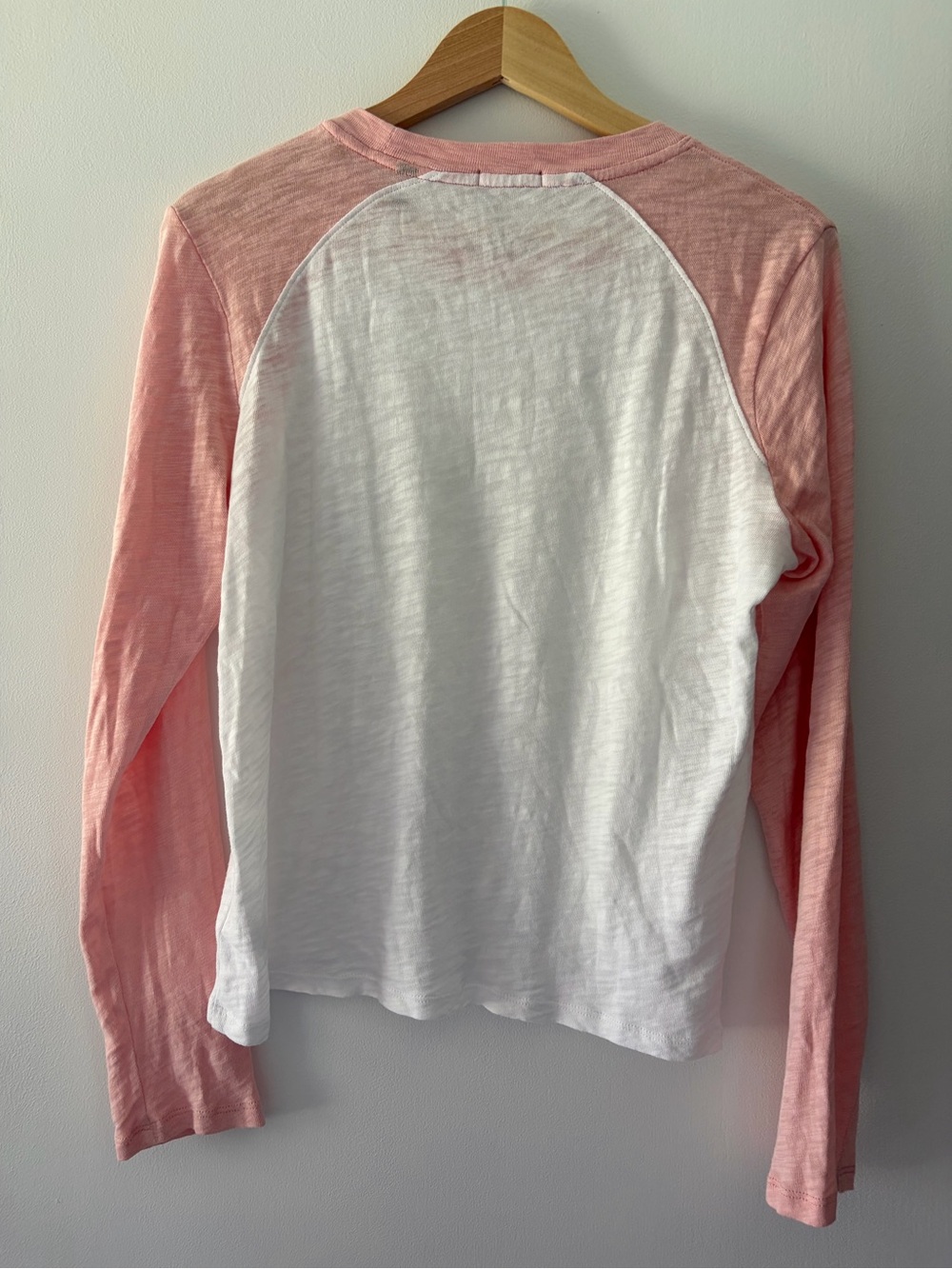 ATM Anthony Thomas Melillo Heathered Pink + White Schoolboy Baseball Tee Shirt - Picture 7 of 9